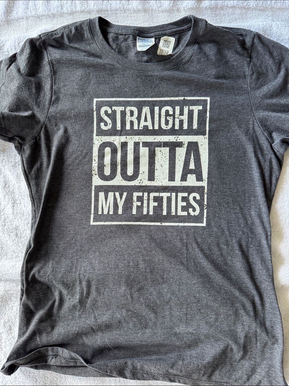 Port and Company Charcoal 'Straight Outta My Fifties' Graphic Tee